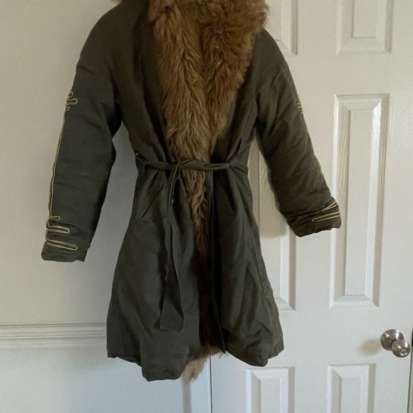 Pinko Faux Fur Army Green Hooded Parka Jacket Coat Eskimo Heavyweight Pennylane - Picture 7 of 11